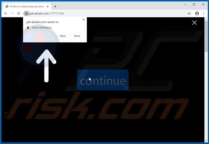alisalis[.]com pop-up redirects
