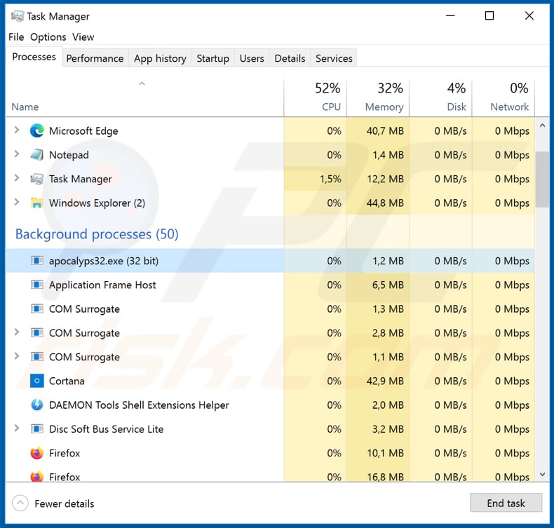 ap0calypse rat apocalyps32.exe process in task manager