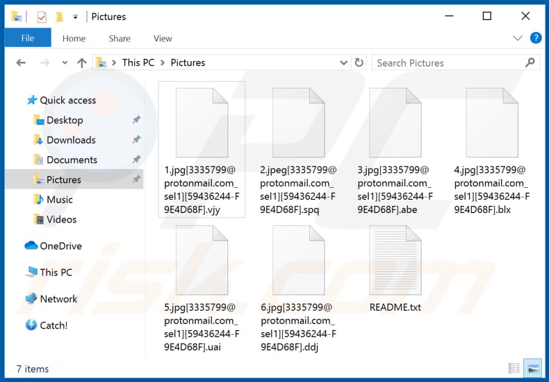 Files encrypted by Assist_decoder ransomware (extension of three random characters)