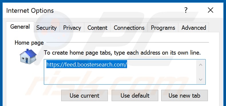 Removing feed.boostersearch.com from Internet Explorer homepage