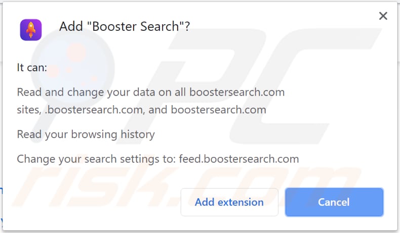 booster search browser hijacker asks for a permission to be installed