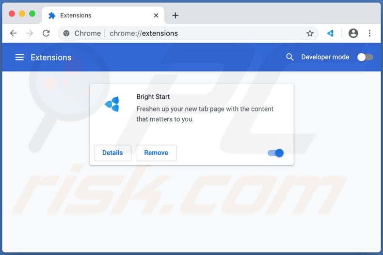 bright start browser hijacker installed on chrome browser