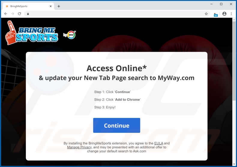 Another website used to promote BringMeSports browser hijacker