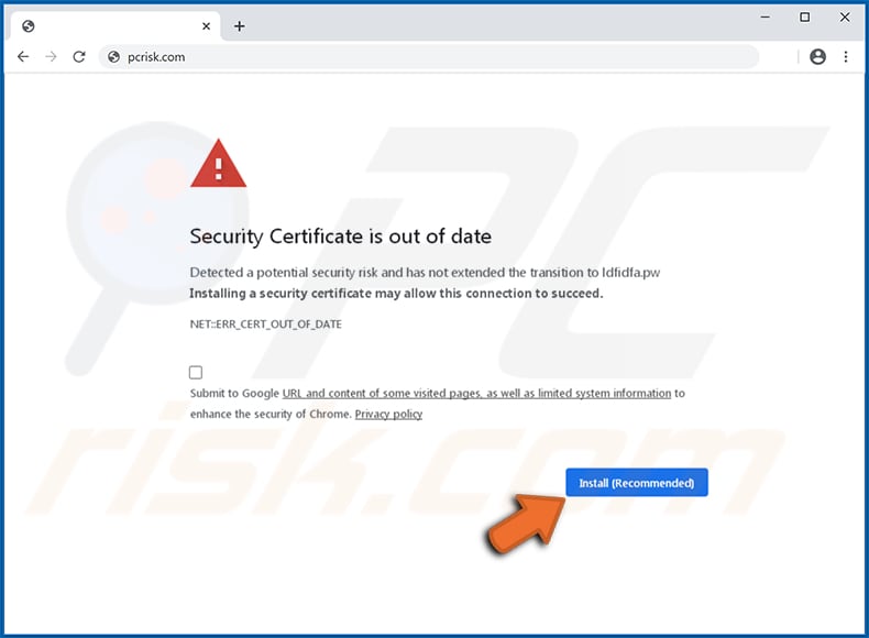 Malicious website distributing Buerak malware