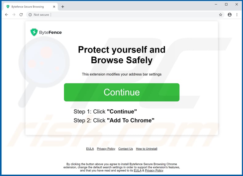 Website used to promote ByteFence Secure Browsing browser hijacker