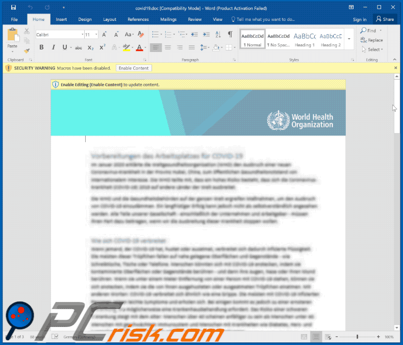 Cobalt Strike malware-injecting Microsoft Word document