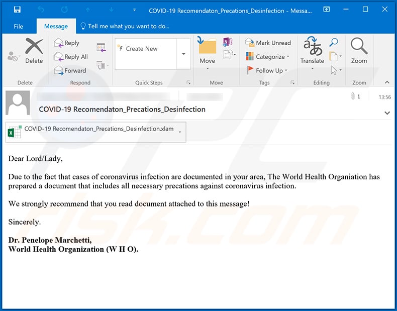 Coronavirus email virus spreading Skidware RAT