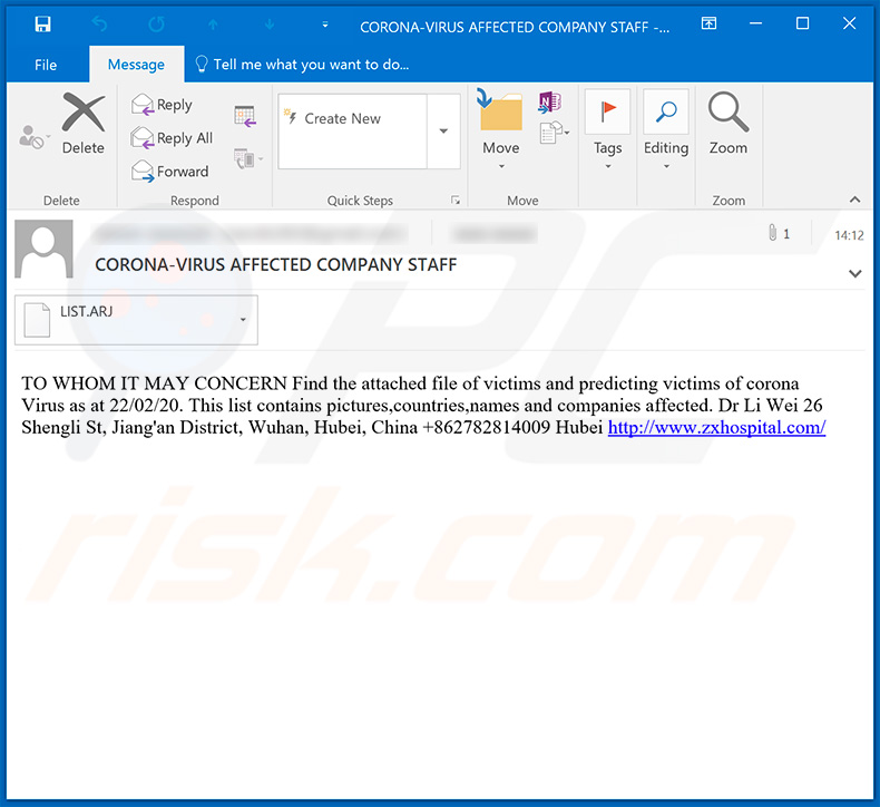 Coronavirus-related email spam used to spread FormBook trojan