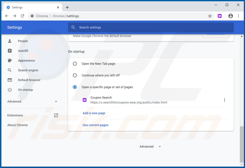 Removing searchforcoupons-svc.org from Google Chrome homepage