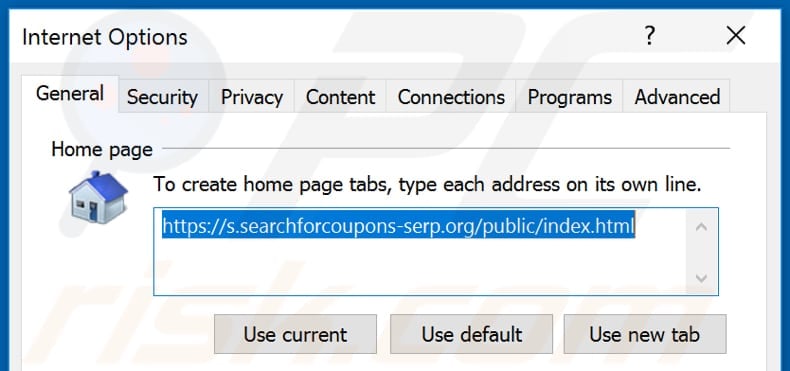 Removing searchforcoupons-svc.org from Internet Explorer homepage