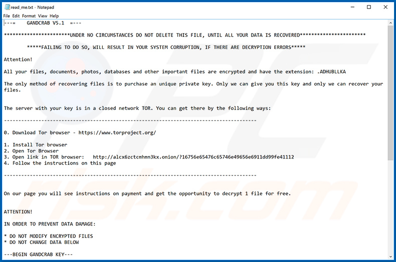 Ransom note of DeathRansom ransomware