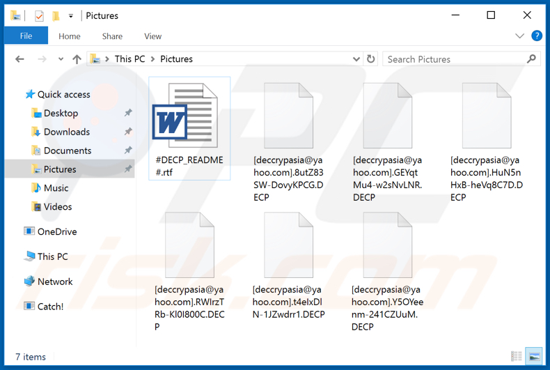 Files encrypted by DECP ransomware (.DECP extension)