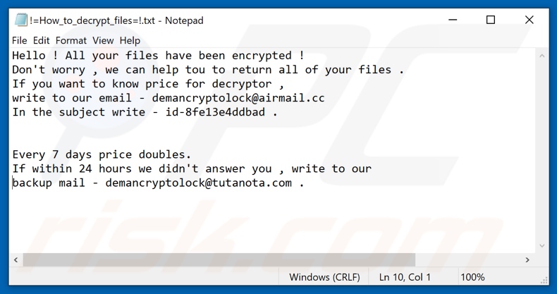 Deman decrypt instructions (!=How_to_decrypt_files=!.txt)