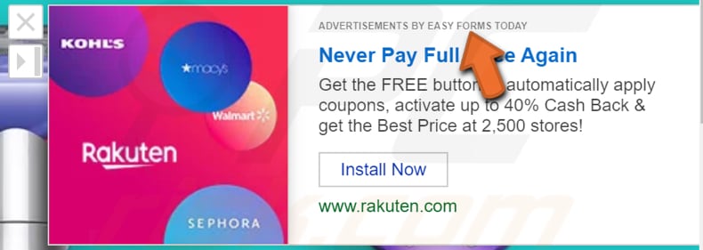 easy forms today adware advertisement