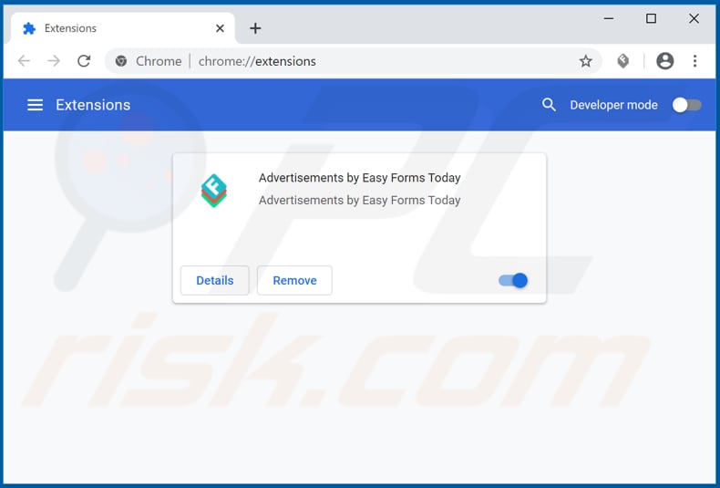 Removing Easy Forms Today ads from Google Chrome step 2