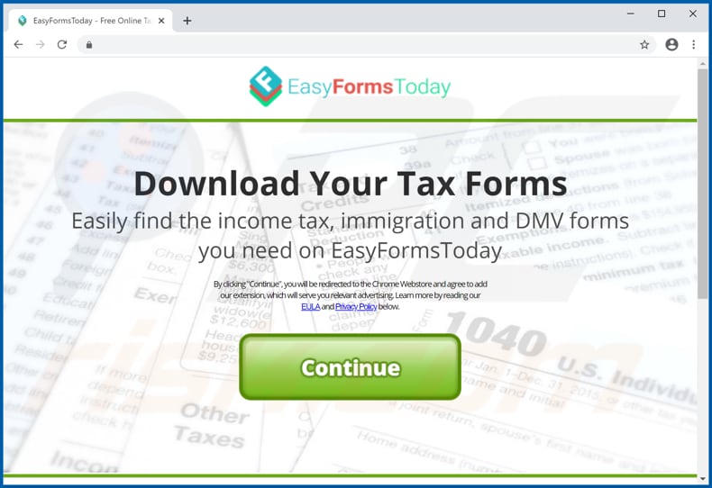 Easy Forms Today pop-up redirects