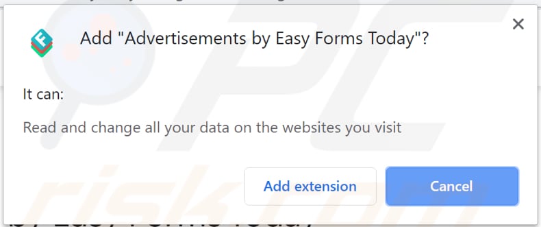 easy forms today asks for a permission to be added on a browser