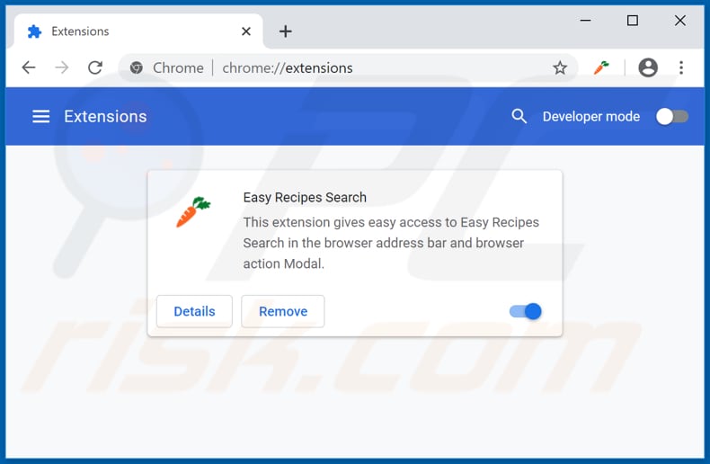 Removing services.easyrecipessearch-svc.com related Google Chrome extensions