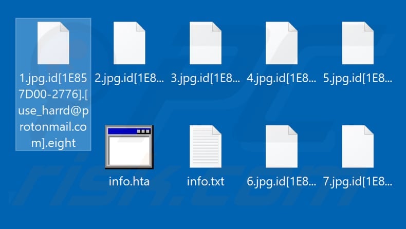 Files encrypted by Eight ransomware (.eight extension)