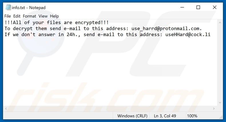 Eight ransomware text file (info.txt)