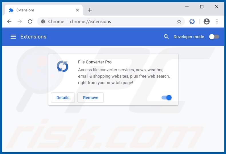 Removing search.fileconverterprotab.net related Google Chrome extensions