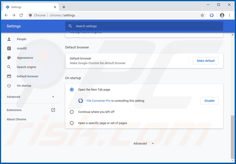 Removing search.fileconverterprotab.net from Google Chrome homepage