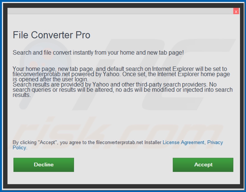 Official File Converter Pro browser hijacker installation setup