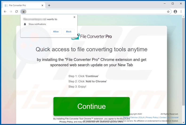 Website used to promote File Converter Pro browser hijacker