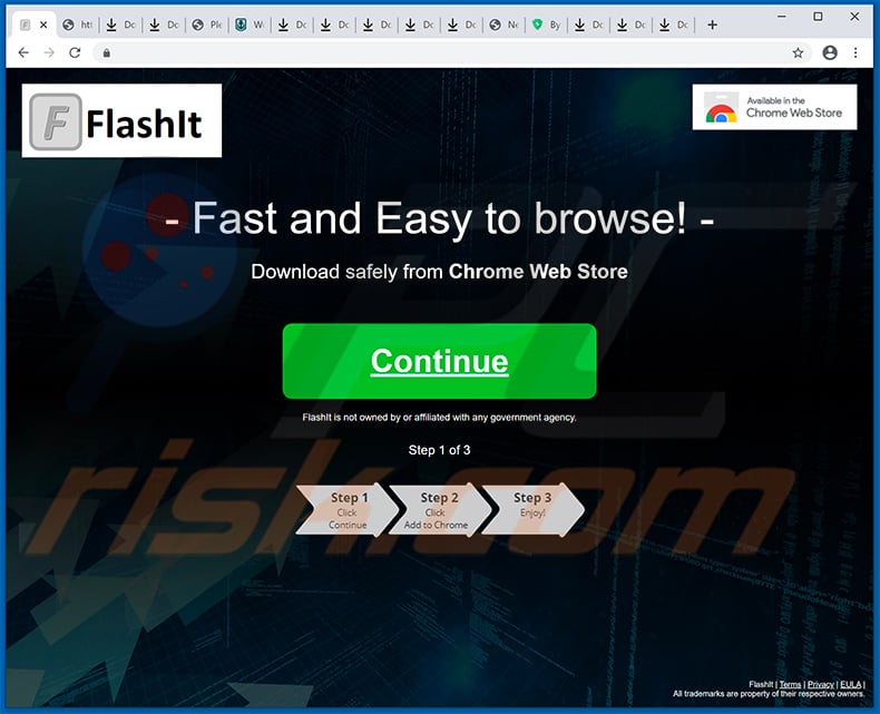 FlashIt browser hijacker-promoter website