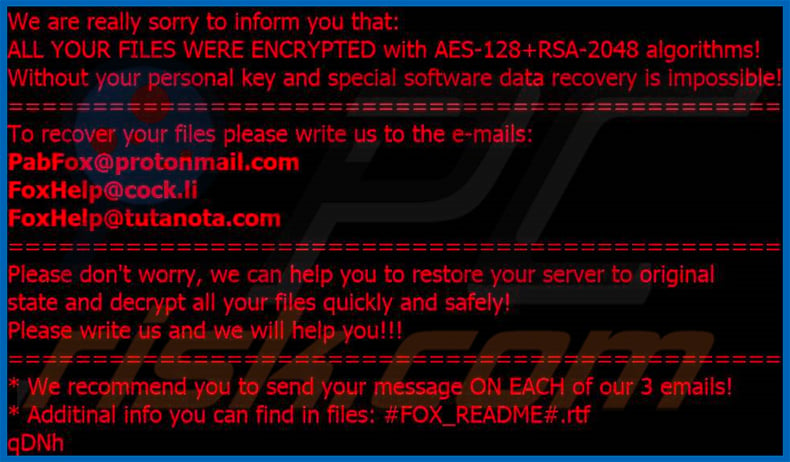 FOX ransomware desktop wallpaper
