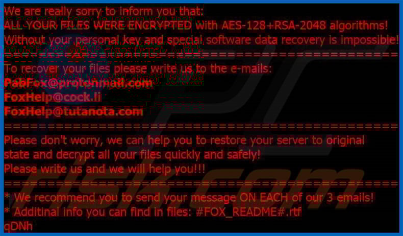 FOX ransomware desktop wallpaper
