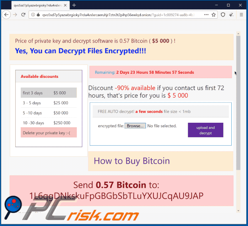 Second variant of FTCODE ransomware's website