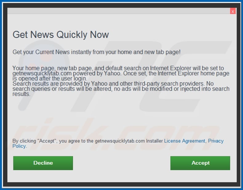 Official Get News Quickly Now browser hijacker installation setup