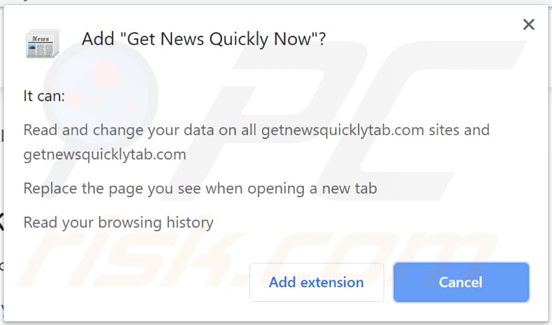 get news quickly now browser hijacker permission