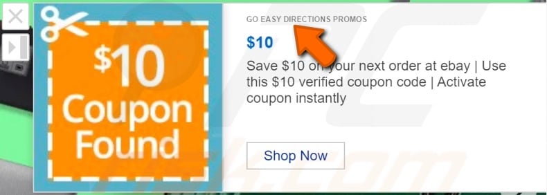 Go Easy Directions Promos adware advertisement