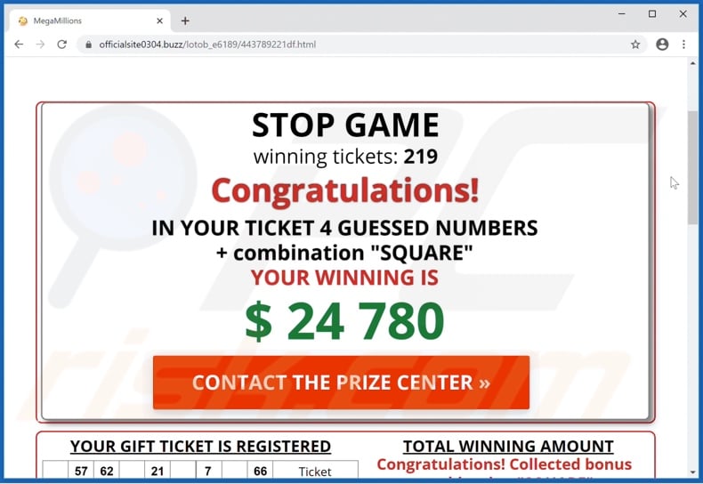 International Official Lottery scam claiming users have won