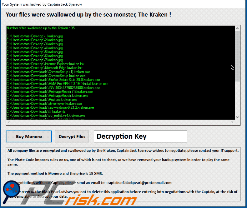 Kraken ransomware pop-up gif