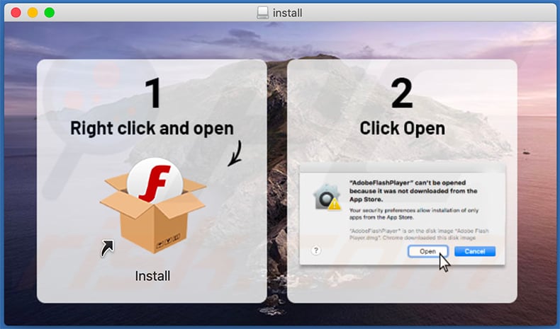 Installer promoted using Update To The Latest Version Of Adobe Flash Player 
