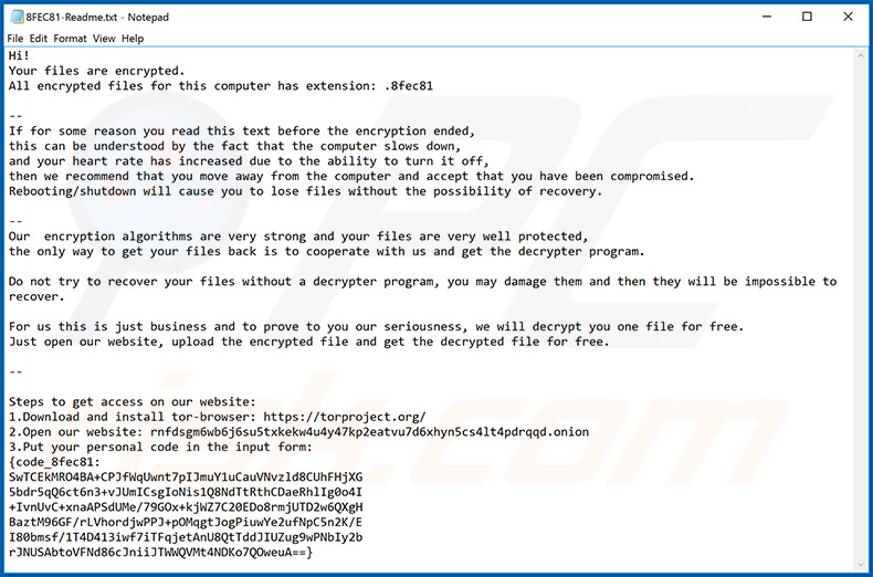 Mailto (NetWalker) ransomware ransom note