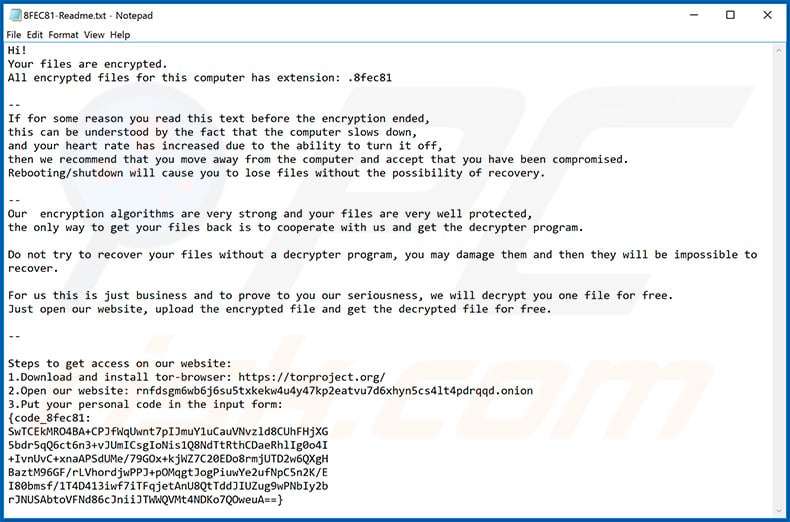 Mailto (NetWalker) ransomware ransom note