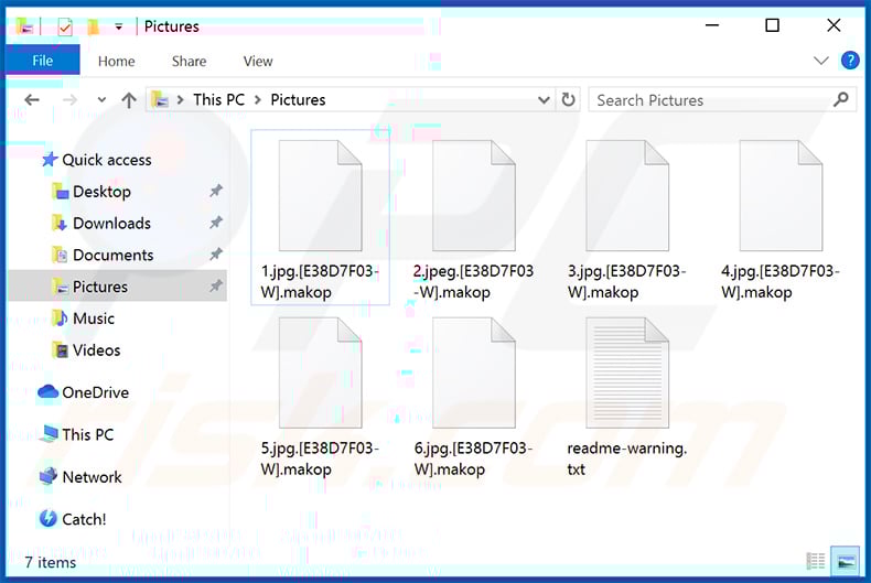 Files encrypted by the updated Makop ransomware