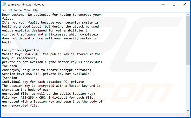 The updated Makop ransomware ransom note