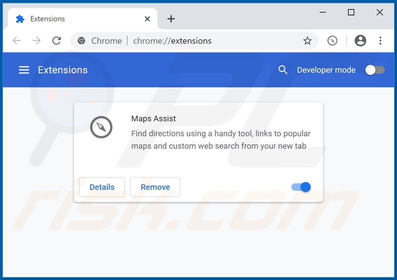 Removing mapsassist.com related Google Chrome extensions