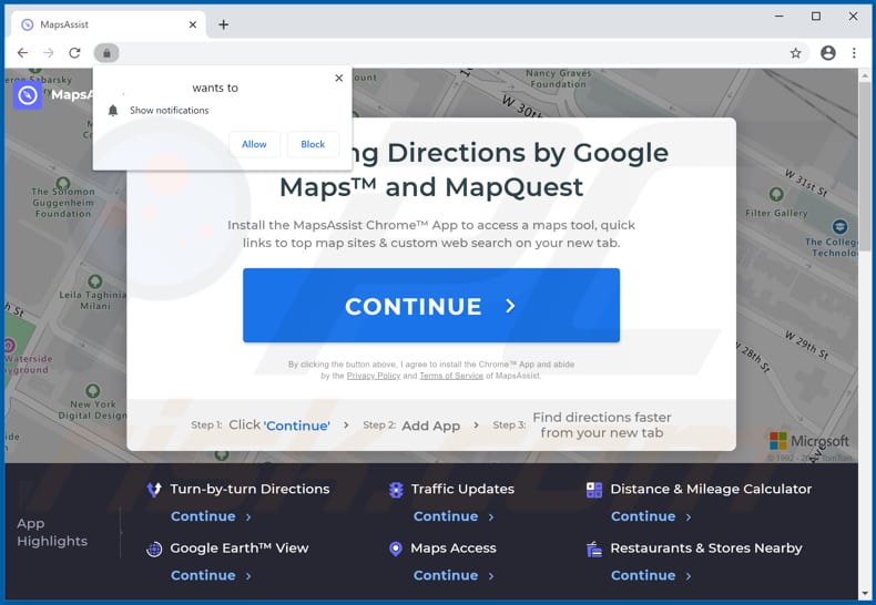 Website used to promote Maps Assist browser hijacker