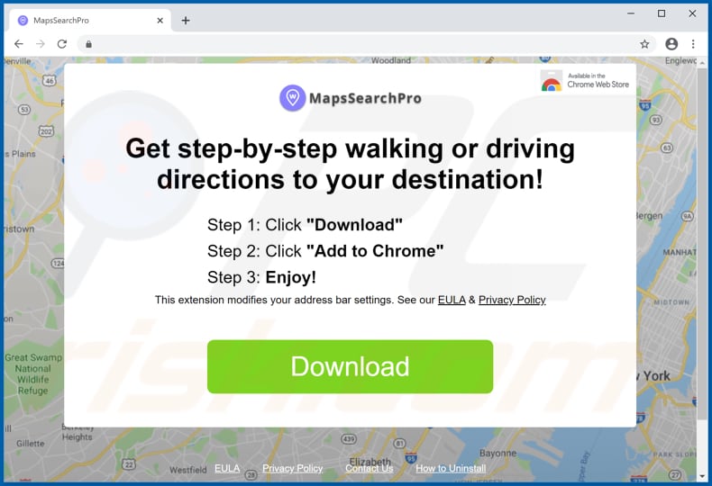 Website used to promote Mapssrchpro browser hijacker