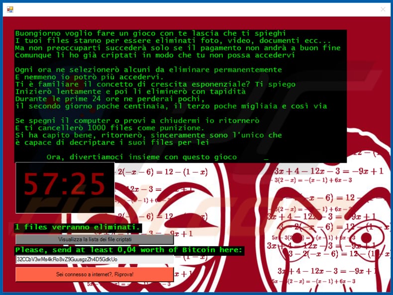 Math decrypt instructions (pop-up window)