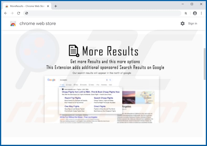 MoreResults pop-up redirects