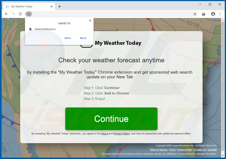 Website used to promote My Weather Today browser hijacker