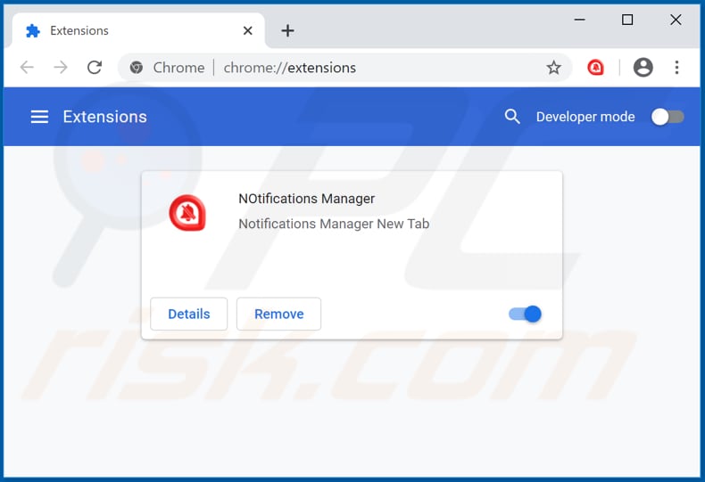 Removing nonotifications.com related Google Chrome extensions