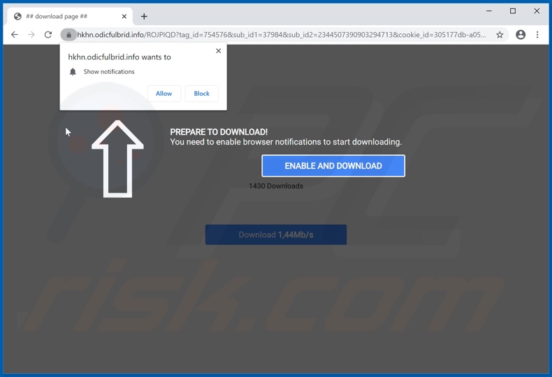 odicfulbrid[.]info pop-up redirects